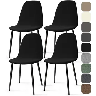 Stuhlhussen 4 Stück Stretch Stuhlhussen für Esszimmerstühle Universal Spandex Hussen für Stühle Abnehmbare Waschbar Stuhlbezüge Stuhl Hussen für Küchenstühle Hotel Bankett (Schwarz, 4 Stück)-KC