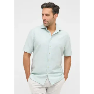 Kurzarmhemd ETERNA "MODERN FIT", Herren, Gr. 41, Normalgrößen, türkis, Twill, 59% Baumwolle, 41% Leinen, tailliert, Hemden Kurzarmhemd, EASY IRON (bügelleicht)