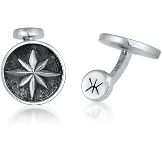 Kuzzoi Manschettenknöpfe »Manschettenknopf Kompass Windrose Maritime Massiv 925 Silber«, silberfarben