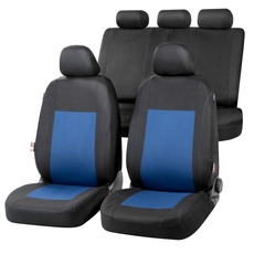 Bild von Auto-Sitzbezug Sandray Komplettset, Universal PKW-Sitzbezüge 4-teilig, Auto-Schonbezüge, 2 Vordersitzbezüge, 1 Rücksitzbezug blau-schwarz