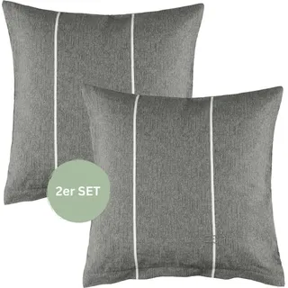 ESPRIT Renforcé Kissenbezüge und Bettwäsche HARPLINES Anthrazit 40 x 40 cm 2er Pack - Grau