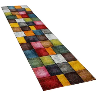 Paco Home Smaragd 753", bunt (mehrfarbig), B:80cm H:13mm L:300cm, Polypropylen (PP), Teppiche, Teppich, Kurzflor, 3D-Design, mit Karo Muster, auch als Läufer erhältlich