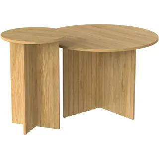 okwish Couchtisch Rund/Modern Kaffeetisch im Skandinavischen Design Natur