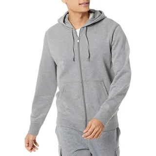 Amazon Essentials Herren Leichter French-Terry-Hoodie Mit Durchgehendem Reißverschluss Und Bequemer Passform, Dunkelgrau Meliert, L