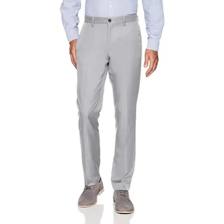 Amazon Essentials Herren-Kleid mit flacher Vorderseite, schmale Passform, Hellgrau, 30W x 34L