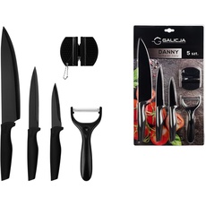 GALICJA Messerset DANNY – Küchenmesser – Messerset Küchenmesser – Küchenmesser-Set – Set mit 5 Teilen + Kochmesser & Messerschärfer – Messer Edelstahl – 23,5x3x39,5
