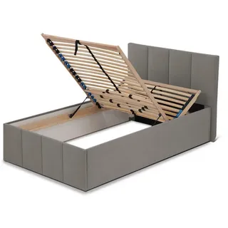 Halmon Schlafkomfort Betten Polsterbett Dalas Granitgrau 140 x 200 x 40 cm Bettkasten Mit hochwertiger Matratze H2 (bis 100 kg) und Lattenrost , Grau , Holz , Höhe ca. 21 cm , 140x200 cm , Schlafzimmer, Betten, Polsterbetten