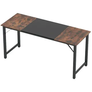 Costway Konferenztisch 160 x 60 cm mit Metallrahmen, Rustikales Braun