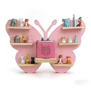 Relaxdays Toniebox Regal, magnetisch, für Musikbox & 35 Tonies, rosa | Schmetterling, HBT: 45x59x15 cm, Toniefigurenregal