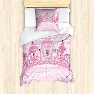 ABAKUHAUS Mädchen Bettbezug Set für Einzelbetten, Rosa Prinzessin, Milbensicher Allergiker geeignet mit Kissenbezug, Bunt