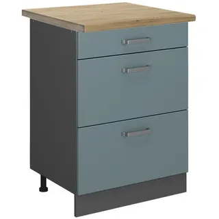 Vicco Schubladenschrank R-Line 60 x 81,6 x 60 cm Blau-Grau