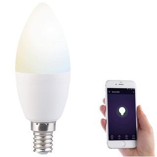 Luminea Home Control WLAN Birne: WLAN-LED-Lampe, für Siri, Alexa & Google Assistant, E14, weiß (CCT), F