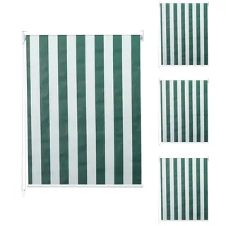 Mendler 4er-Set Rollo HWC-D52, Fensterrollo Seitenzugrollo Jalousie, 120x230cm Sonnenschutz blickdicht ~ grün/weiß