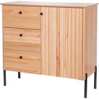 Sideboard Holzkommode Holzschrank 93x41x88 mit 3 Schubladen und Tür Kernbuche massiv 90.51-15 - Naturbelassen