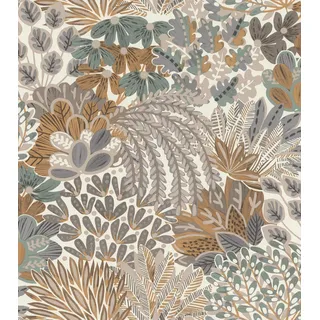 Rasch Textil Vliestapete Blätter, Zweige & Blüten 10 m x 0,53 m 10,05 m2 Grau