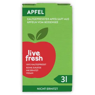 LiveFresh Apfelsaft Kaltgepresst - 3 Liter Saftbox Bodensee Apfel Saft l