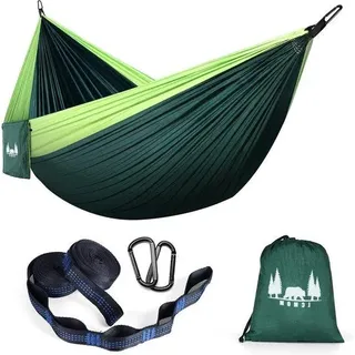 Hängematte in Grün-Dunkelgrün für den Außenbereich, ideal zum Camping und zur Entspannung