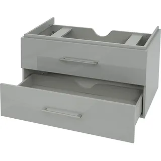 Premium Waschbeckenunterschrank HWC-D16, Waschtischunterschrank Waschtisch Badmöbel, hochglanz 90cm grau - Grau