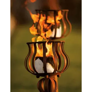 "Ständer - Abstrakt" Edelrost Kerzenständer, Gartenfackel Cortenstahl Gr. III: H: 60 cm, drm: 23 cm