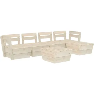 vidaXL 6-tlg. Garten-Paletten-Lounge-Set Imprägniertes Fichtenholz - Beige