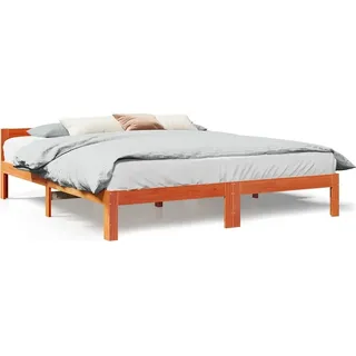 vidaXL Massivholzbett ohne Matratze Wachsbraun 160x200 Kiefernholz - Braun
