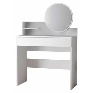 Schminktisch mit Spiegel aus Holz "Harmony Mini Round" - 90 x 40 x 133 cm - Weiß