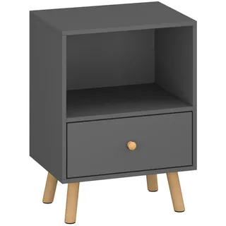[en.casa] Beistelltisch Sundsvall , Dunkelgrau , Holz , 1 Schubladen , Rechteckig , 40x54x30 cm , Wohnzimmer, Wohnzimmertische, Couchtische