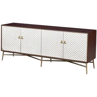 furnlux Sideboard 180 x 70 x 40 cm Beige / Weiß / Nussbaum