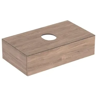 Geberit VariForm Unterschrank für Aufsatzwaschtisch, eine Schublade, Ablagefläche, Geruchsverschluss, Breite 90 cm, 501.168.00.1, Farbe: Oberfläche: Nussbaum hickory / Melamin Holzstruktur