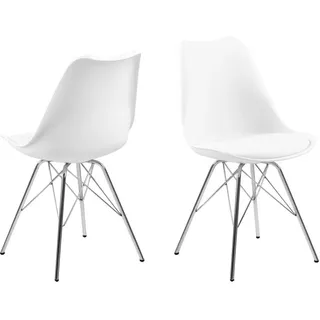 ebuy24 Stuhl 4er-Set weiss, Chrom , Weiß , Holzwerkstoff , 48x86x54 cm , Esszimmer, Stühle