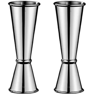 2 Stück Cocktail Jigger Dual Spirit Measure Cup mit Innen-Skala, Cocktail-Messbecher aus Edelstahl (30/60ml)