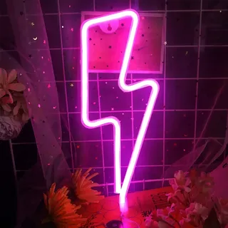 NIWWIN Blitz Neon, Neon Signal Licht, Esports Raum Atmosphäre Licht, USB/3 AA Batterie Netzteil, für Kinderzimmer, Bars, Partys,Weihnachten, Hochzeiten, etc (Pink)