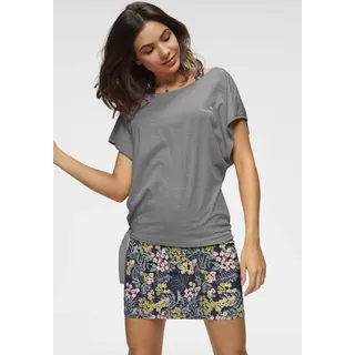 Sommerkleid KANGAROOS, Damen, Gr. 48/50, N-Gr, rosa (rosa, anthra), Single Jersey, Obermaterial: 60% Baumwolle, 40% Polyester. Kleid: 95% Baumwolle, 5% Elasthan, bedruckt, geblümt, gemustert, unifarben, figurumspielend mini, Rundhals, Kleider Sommerkleid, Set Shirt Kleid mit Blumen
