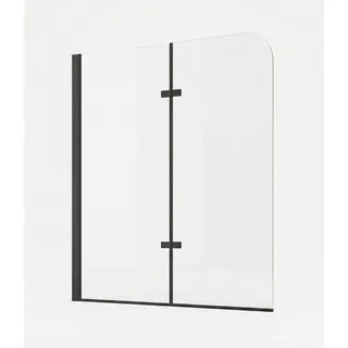 Badplaats Badewanne Austin 100 x 140 cm Schwarz - Drehbare Duschtrennwand mit 5 mm ESG Sicherheitsglas, Nano-Beschichtung - Schwarz