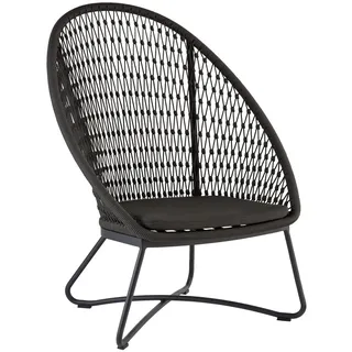 Niehoff Loungesessel Kuta Geflecht 84 x 110 x 87,5 cm Grau/Schwarz mit Kissen