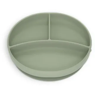 Suavinex, Teller mit Saugnapf, Teller aus Silikon mit Trennwänden, Kippschutz, zur ergänzenden Ernährung, spülmaschinenfest und mikrowellengeeignet, +6 Monate, Grün