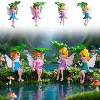 Tashce 4 PCS Mini Elfen Figuren Garten DEK (7cm) - Feen Tortendeko & Miniatur Feengarten Zubehör - Feen Figuren für Garten, Kuchen, Feenhaus, Geschenk