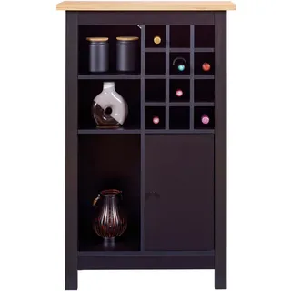 Livetastic Weinschrank , Schwarz, Eiche Artisan , Metall , 77x124x33 cm , Kleinmöbel