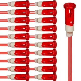 Gebildet 20Stück LED Kontrollleuchte 10mm Energiesparende LED-Kontrollleuchte Spannung 220VAC Strom Quadratisch Montagelochgröße 10mm (Rot)