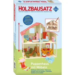 Holzbau Puppenhaus + Möbel 40x37cm