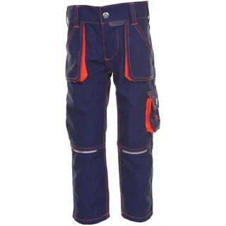 Planam 6111086 Kinderhose - Farbe marineblau/orange - Doppelgrößen (Größennummer = Körpergröße) 86