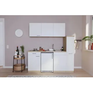 Respekta Küchenzeile 180 cm Weiß-Eiche Sonoma Sägerau