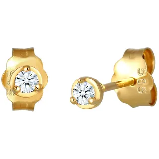 Elli DIAMONDS Ohrringe Damen Ohrstecker Solitär Basic Edel mit Diamant (0.06 ct.) 585 Gelbgold