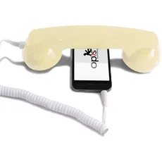 Opis 60s Micro - Retro Handyhörer für Android Smartphones, Tablets, Notebooks und Handys in der Form eines klassischen Telefonhörers (beige)