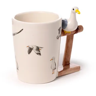 Puckator Keramiktasse mit Griff in Möwenringform, lustiges Wohnaccessoire, niedliche Geschenke für Freundin, große Tassen für Männer und Frauen, niedliche Geschenke