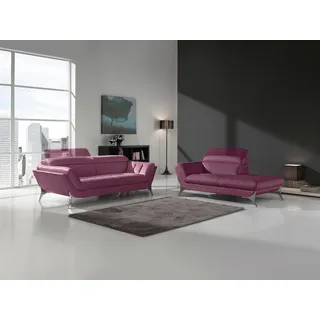 Egoitaliano Polstergarnitur »Sueli« Set, bestehend aus Sofa und Recamiere, Kopfteilverstellung, Bezug Leder, rot