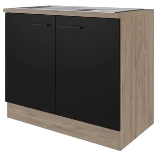 Flex-Well Unterschrank Spülenunterschrank 100 x 85 x 57 cm Schwarz