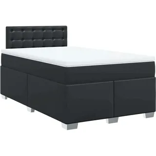 vidaXL Boxspringbett mit Matratze Schwarz 120x190 cm Kunstleder - Schwarz