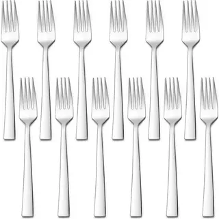 Famanu Tischgabeln 12 Stück, rostfreier Edelstahl, elegantes Design - 19,5 cm