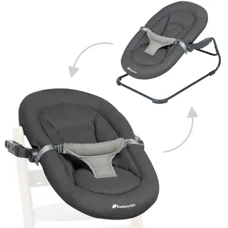 Bebeconfort Timba Baby, ab Geburt – 6 Monate, 0–9 kg, Neugeborenenset für Hochstuhl Timba Baby, 2 Liegepositionen, besonders weich gepolsterter Sitz, 3-Punkt-Gurt, Tinted Graphite